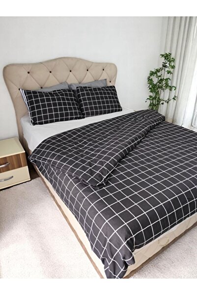 umbellatum Cotton Double Duvet Cover Set, Duvet Cover and Pillowcase Set, Square Patterned