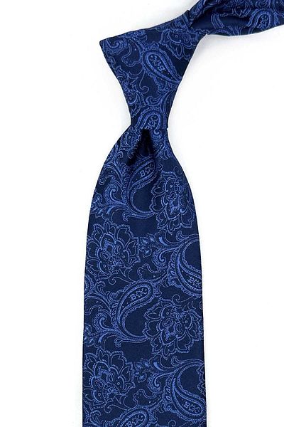Kravatkolik Navy Blue Paisley Pattern Classic Tie with Handkerchief Kk13123
