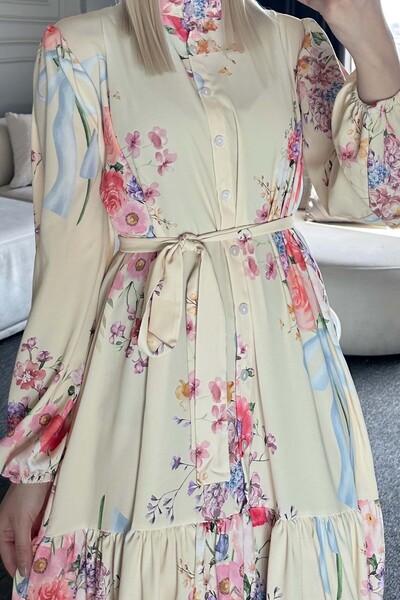 benguen Φόρεμα Hijab με σχέδιο Lemon Yellow 513-1