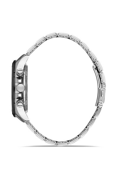 DAVID GUNER Men's Silver Black Coated Orange Dial Watch Dg-8743Ga-J11