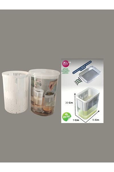 MTA HİGH-TECH 2.2 Liter Yogurt Straining Apparatus and 1.5 Liter Olive Storage Container