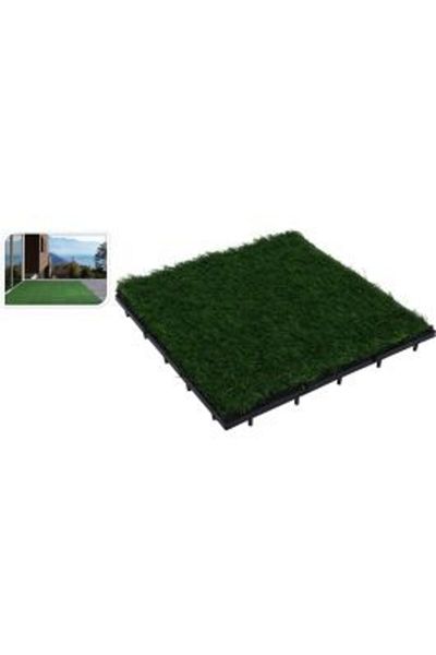 Homelux SET 9 PLACI IARBA SINTETICA, 9*30X30 CM, POLIPROPILENA, VERDE/NEGRU
