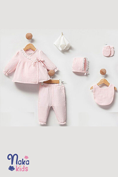 Cassiope Naka Concept Cotton Dream Pink Muslin Newborn Baby Girl Hospital Exit Set