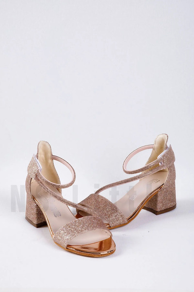 NeSe Shoes Girl's Stone Ankle Velcro Evening Dress Shoes, Girl's Heeled Shoes