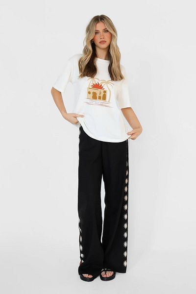 The Champ Clothing Tricou supradimensionat pentru femei în stil boem cu tematică mediteraneană