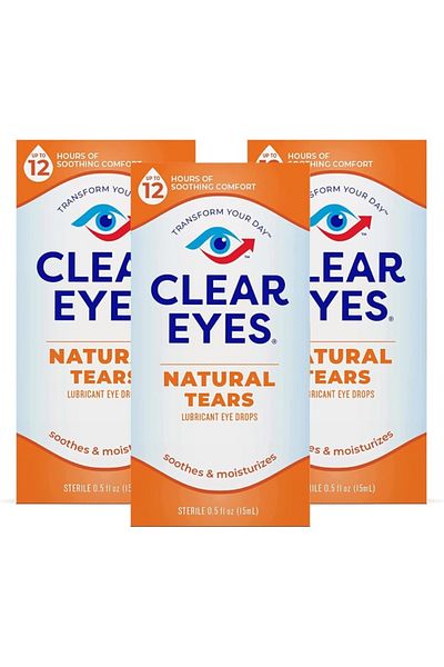 Clear Eyes Natural Tears Lubricant Eye Drops Fl Pack Of 0.5 Ounce - Pack of 3