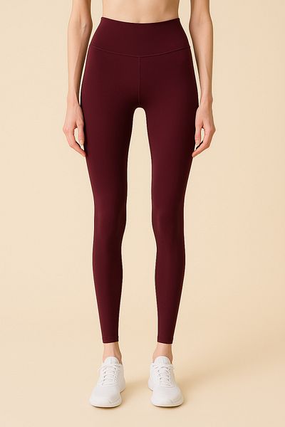 HNX Leggings sport pentru femei cu talie înaltă, lungime întreagă |   Bordeaux