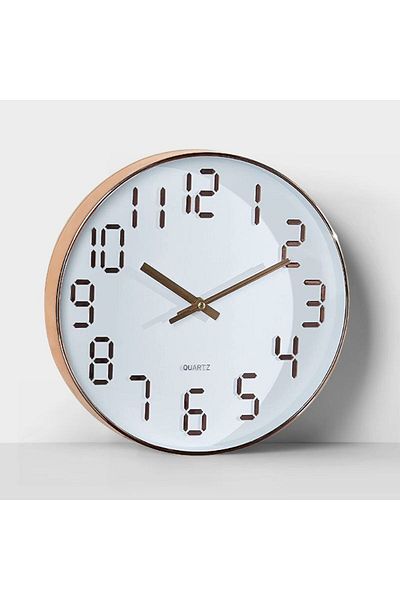 OEM Decorative wall clock, white with gold numbers, 30 cm