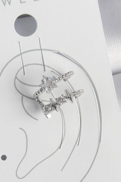 callerrons accessories Brass Silver Color Zircon Stone Star Model Women's Cartilage Earrings - Ebj250522W34179