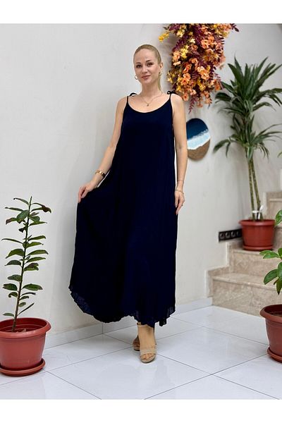 Punta Otantik Vl11199 Strap Straight Voile Dress Black