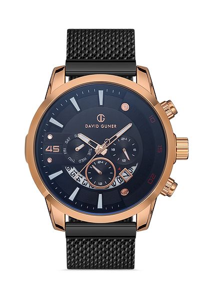 DAVID GUNER Rose Black Coated Black Dial Men's Wristwatch Dg-8358Gc-R2