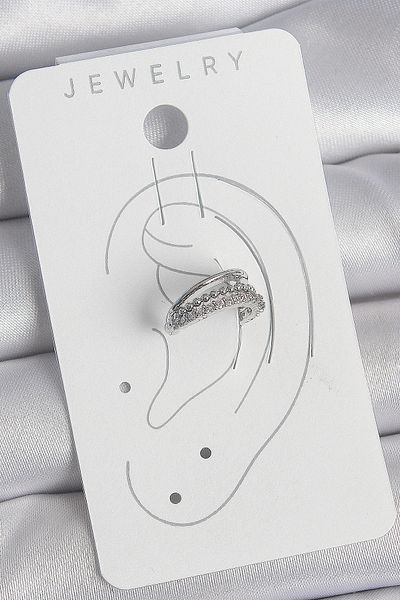 callerrons accessories Brass Silver Color Zircon Stone 3 Row Women's Cartilage Earrings - Ebj250522W34172