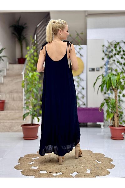 Punta Otantik Vl11199 Strap Straight Voile Dress Black