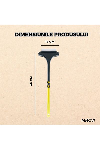 MACVI Racleta Macvi®, cauciuc, 46 x 15 cm, negru/galben, pentru curatarea rapida a sticlei si placilor