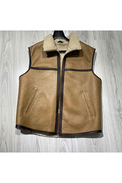 NYC GİYİM TEKSTİL Tan Colored Napa Vest