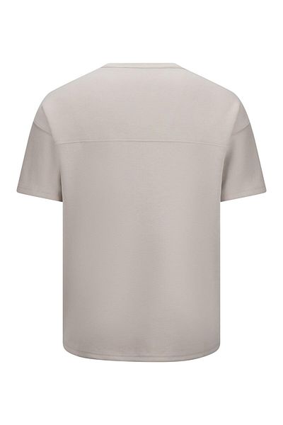 Hatemoğlu Μπεζ μπλουζάκι με κανονική εφαρμογή Crew Neck Oversize