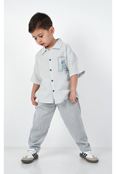 c.c.l. coccolin kids baby clup Хлопчачий комплект з сорочкою та штанами з льону, розмір Oversize, 2 предмети