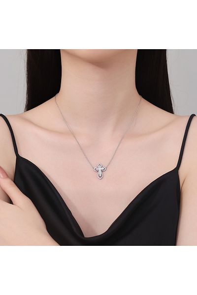 delis Lantisor argint 925, JW1252, model cruce, placat cu rodiu