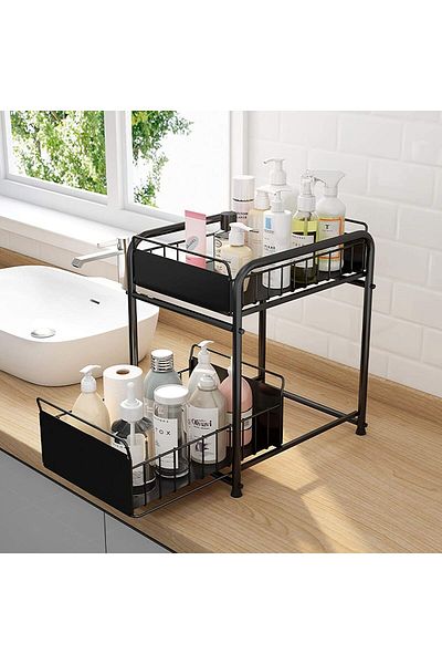 COOYA Cabinet Organizer, Pull-Out, Double Metal, Smooth Sliding, Easy to Assemble, Suitable for Kitchen