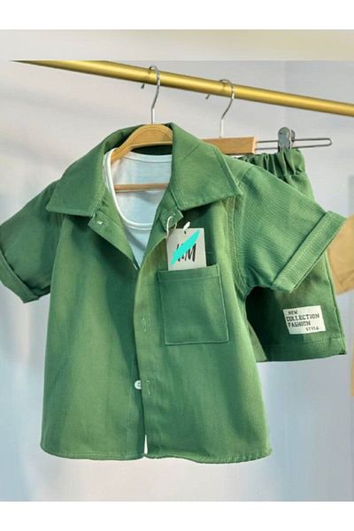 BD kids Gabardine 3 Piece Set Eid