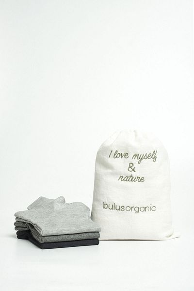 Buluş Organic Чифт от 3 мъжки чорапи с ботуши, сиви, меланж и опушени, опушени - Special Heel Technology