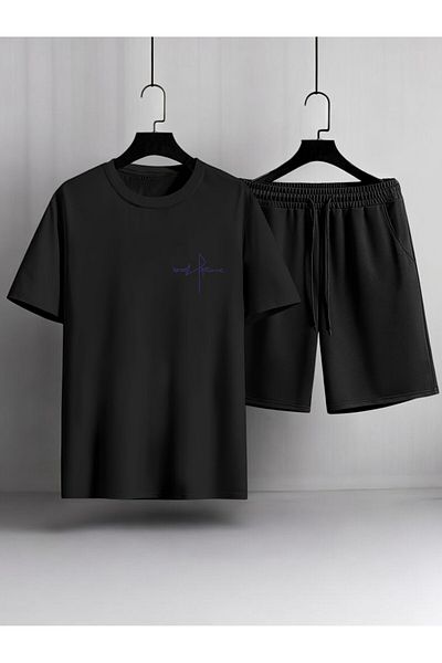 uyguntarz Σετ σορτς μπλουζάκι με στάμπα Unisex Pocket Signature Design