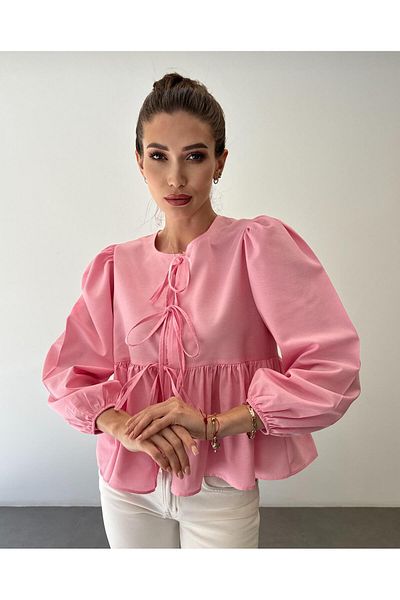 ossons Cămașă din poplin din bumbac cu fundă