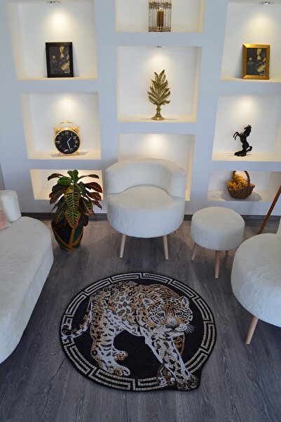 Rugs Modern Halı Animal Koleksiyonu Koyu Zemin Üzerine Bordür Detaylı Kaplan ...