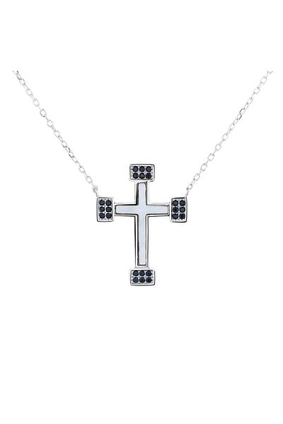 delis Lantisor argint 925, JW1251, model cruce, placat cu rodiu