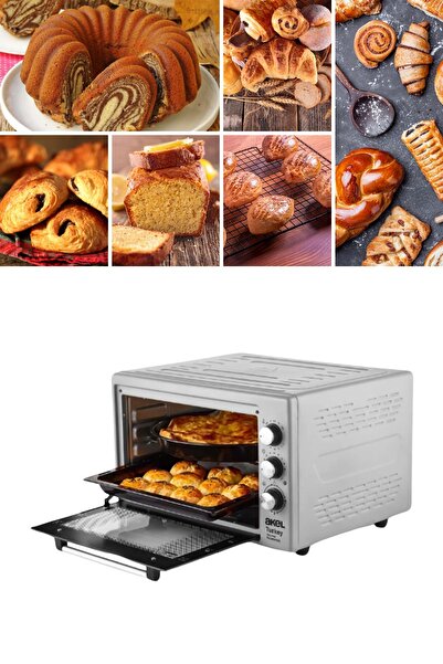 Piev Akel Termostatlı Saatli Lambalı Çok Amaçlı 38 Lt Midi Fırın Af380L Gri