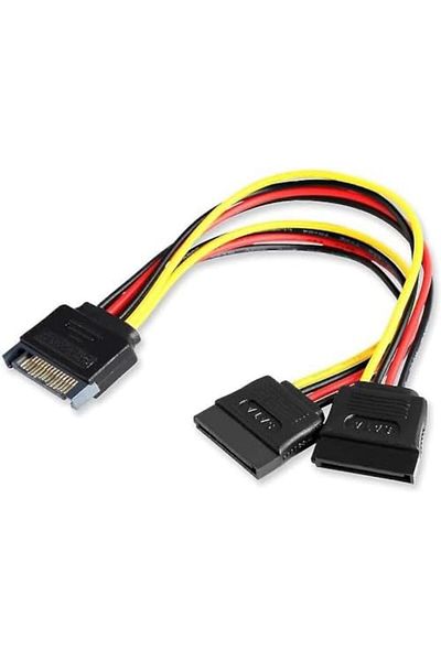 Generic SATA Power Splitter Cable Male 15 Pin to Dual Female Connectors, Length: 20 cm, DVD Player PC Comput