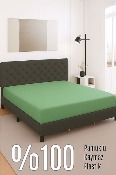 HERAKLEIA HOME TEXTILE Jersey 100% Cotton - Green Elastic Sheet |   Non-Slip, Anti-Sweat, Soft Textured Combed Cotton Single/Double