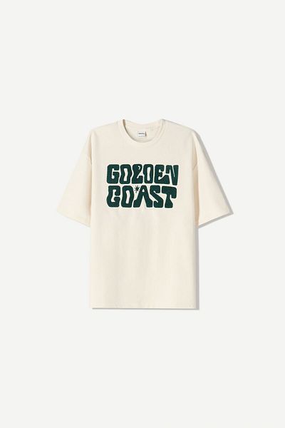 Bershka Printed short sleeve plush T-shirt
