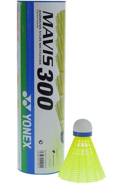 YONEX Mavis 300 Green Cap Slow Badminton Shuttlecock | Pack of 6 | Yellow