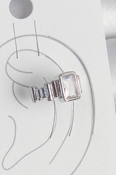 callerrons accessories Brass Silver Color Square Zircon Stone Women's Cartilage Model Earrings - Ebj250522W34178