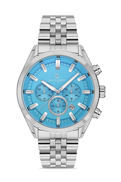 DAVID GUNER GÜMÜŞ KAPLAMALI TURKUAZ KADRANLI ERKEK KOL SAATİ DG-8402GA-A15