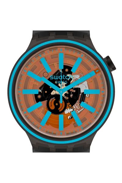 Swatch Unisex Analogue Quartz Movement Watch with Polymer 47mm Case and Silicone Bracelet