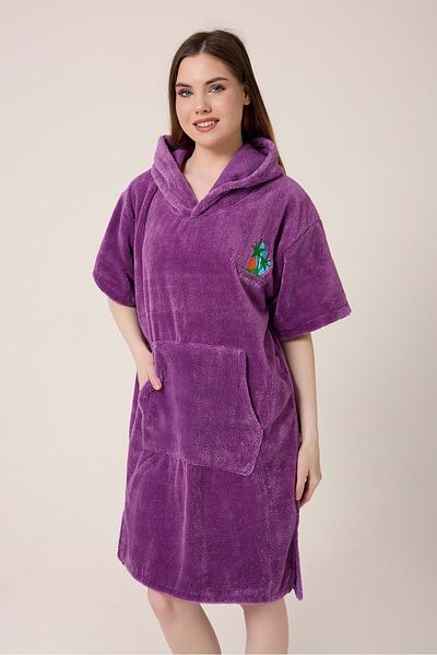 VEVİEN HOME Palm Surf Brodat Adult Surfing Summer Poncho Prosop de plajă cu glugă MOV