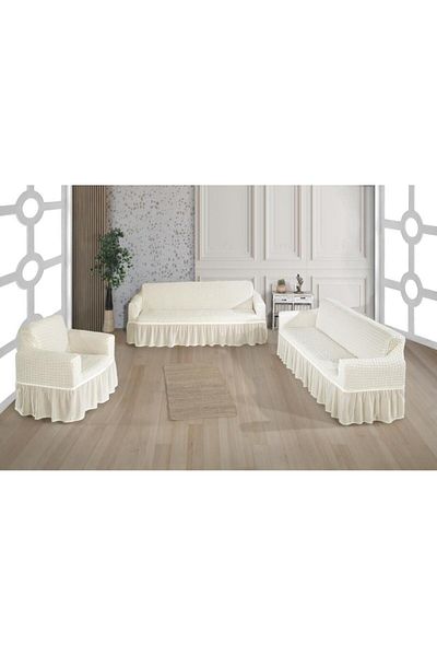 Stylish Home HUSE CREPONATE PENTRU CANAPELE 3-2-1 -CREAM
