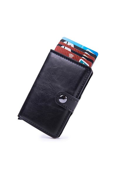 OEM Black wallet made of eco-leather, RFID protection, 6-7 cards, eco-leather, 9.7 x 6.7 cm