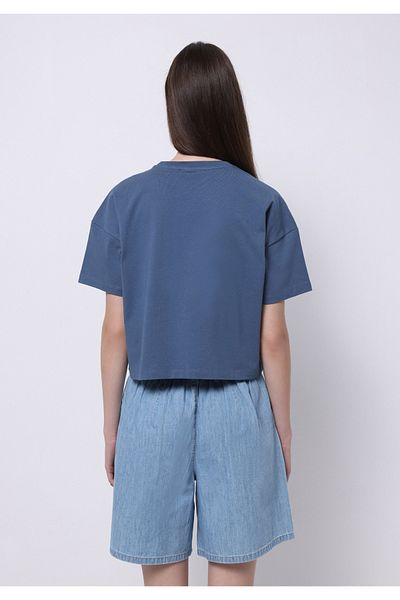Colin's Regular Fit Round Neck Printed Women's Blue Short Sleeve T-Shirt