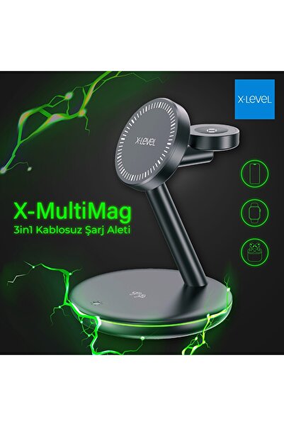 X-Level X-multimag Iphone / Apple Watch / Airpods Uyumlu Magsafe Özellikli 3 In 1 Kablosuz Şarj Istasyonu