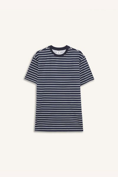 DeFacto E0514 Navy Blue Regular Fit Striped Short Sleeve 2-Piece Set