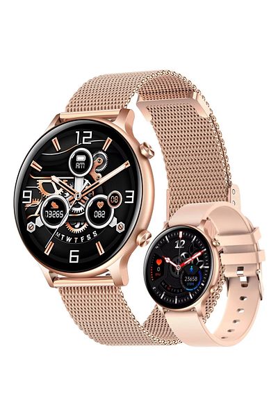 Smart Vibe SmartWatch ACTIVE™ 1.3" FULL Touch, Health Monitoring, 24/7 Fitness Tracker, 2 Bracelets, Gold
