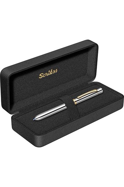 Scrikss 93 Series Multifunction Gold Chrome (Balloon Pen Blue and Red & Versatile) + Refill Gift