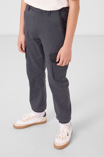 TOMMY LIFE Gray Standard Fit Woven Lightweight Stretchy Chino Boys' Trousers - 11271