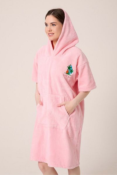 VEVİEN HOME Palm Surf Brodat Adult Surfing Summer Poncho Prosop de plajă cu glugă POWDER