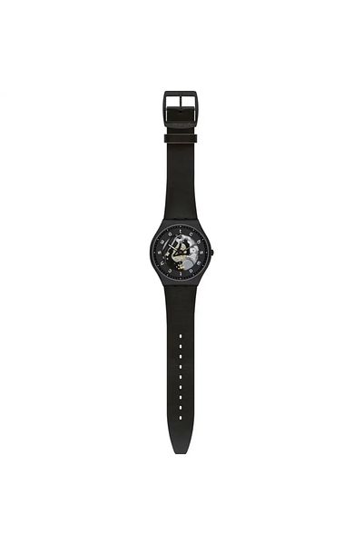Swatch Men’s Analogue Quartz Movement Watch with Stainless Steel 42mm Case and Leather Bracelet