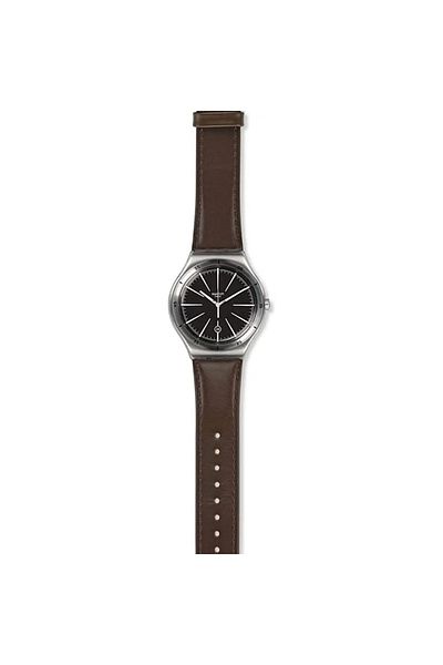 Swatch Men’s Analogue Quartz Movement Watch with Stainless Steel 41mm Case and Leather Bracelet