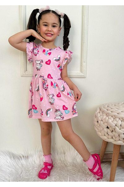 LİLLYPİCCA Girl's Gathered Ruffle Sleeve Dress
